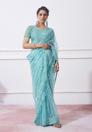 Picture of Georgette & Net & Organza Light Sea Green Saree