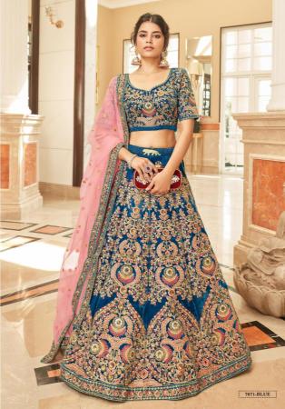 Picture of Enticing Chiffon Navy Blue Lehenga Choli