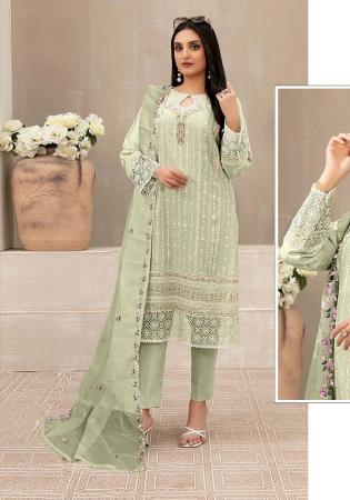 Picture of Georgette Dark Sea Green Straight Cut Salwar Kameez