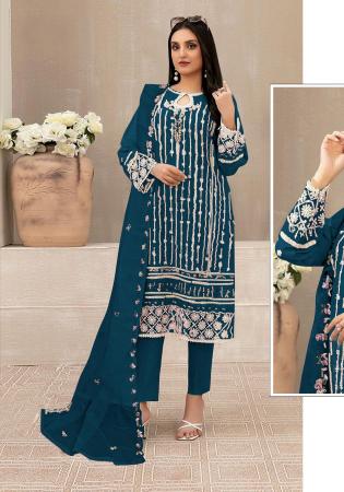 Picture of Georgette Midnight Blue Straight Cut Salwar Kameez