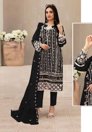 Picture of Fine Georgette Black Straight Cut Salwar Kameez