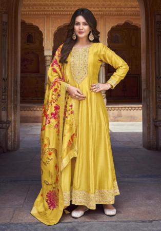 Picture of Radiant Silk Golden Rod Anarkali Salwar Kameez