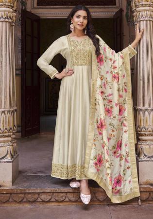 Picture of Resplendent Silk Rosy Brown Anarkali Salwar Kameez