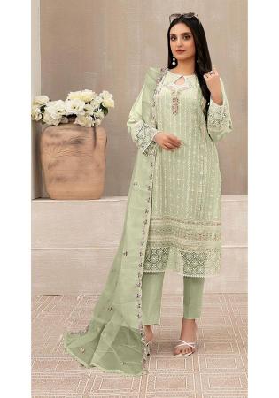 Picture of Splendid Georgette Beige Straight Cut Salwar Kameez