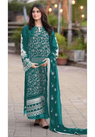 Picture of Georgette Sea Green Straight Cut Salwar Kameez