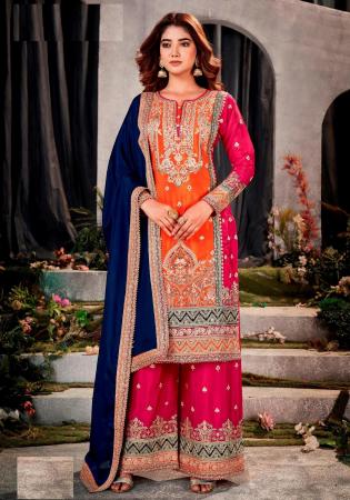 Picture of Crimson & Orange Red Straight Cut Salwar Kameez