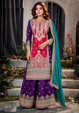 Picture of Enticing Chiffon Purple Straight Cut Salwar Kameez