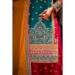 Picture of Chiffon Teal & Dark Red Straight Cut Salwar Kameez