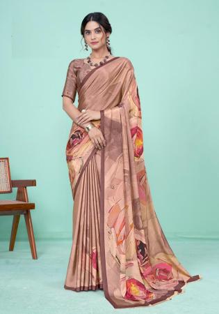 Picture of Good Looking Crepe & Silk Rosy Brown Saree