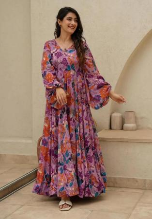 Picture of Wonderful Chiffon Pale Violet Red Readymade Gown