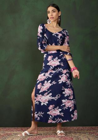 Picture of Chiffon & Crepe Midnight Blue Western Dress