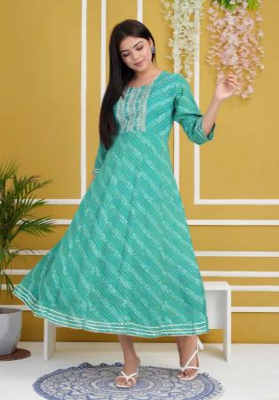 Picture of Rayon & Cotton Light Sea Green Kurtis And Tunic