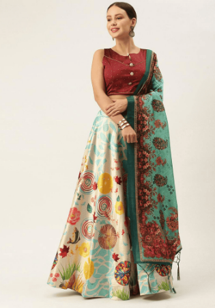 Picture of Enticing Satin & Silk Antique White Lehenga Choli