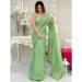 Picture of Stunning Georgette Dark Sea Green Saree