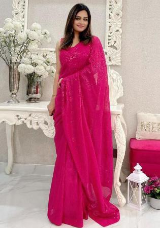 Picture of Fine Georgette Hot Pink Saree