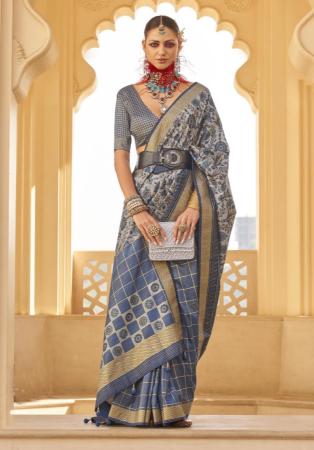 Picture of Bewitching Silk Light Slate Grey Saree