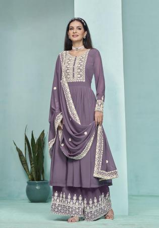 Picture of Radiant Georgette Grey Straight Cut Salwar Kameez