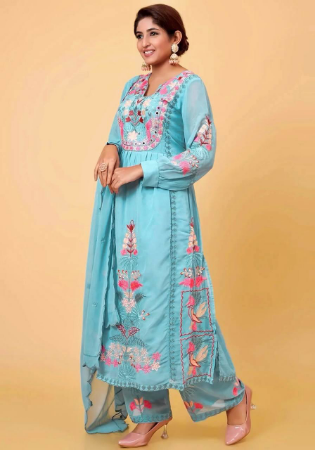 Picture of Sightly Georgette Light Blue Readymade Salwar Kameez