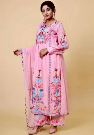 Picture of Wonderful Georgette Pink Readymade Salwar Kameez