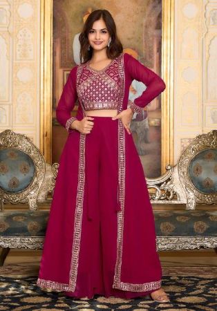 Picture of Graceful Georgette Dark Red Western Dress