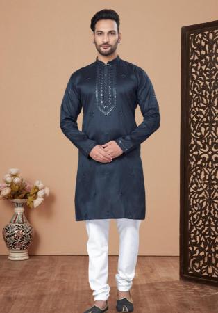 Picture of Appealing Chiffon Navy Blue Kurtas