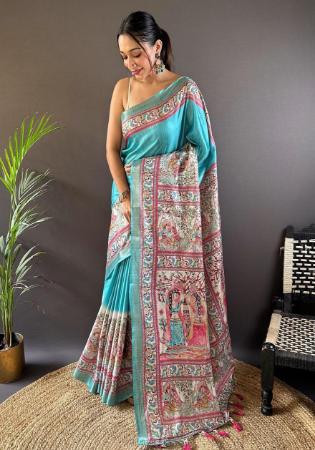 Picture of Well Formed Silk Sea Green Saree