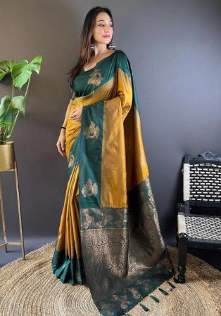 Picture of Delightful Silk Golden Rod Saree