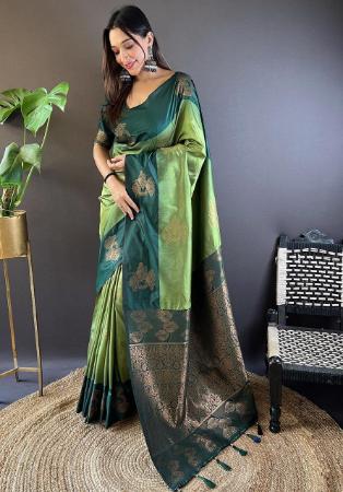 Picture of Excellent Silk Dark Khaki Saree