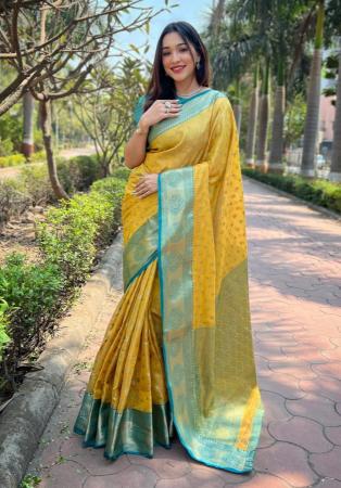 Picture of Lovely Silk Yellow Saree