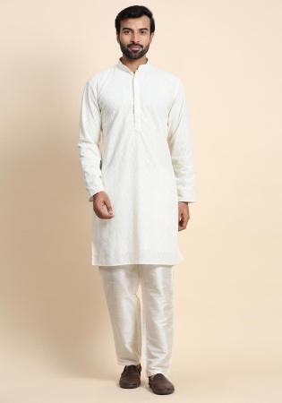 Picture of Statuesque Cotton & Georgette Off White Kurtas