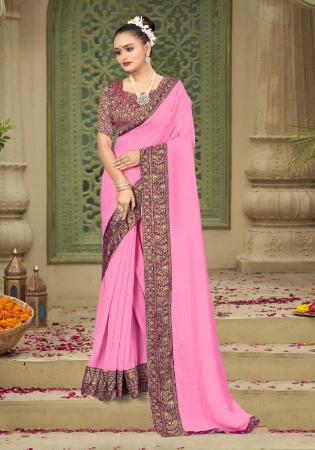 Picture of Amazing Silk Light Pink Saree