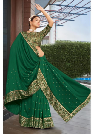 Picture of Admirable Silk Dark Green Saree