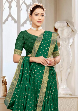 Picture of Pleasing Silk Forest Green Saree