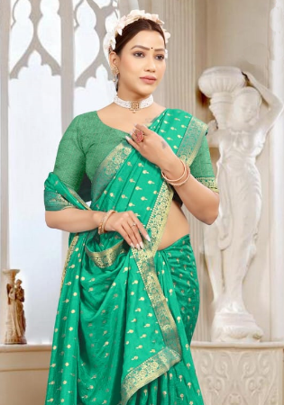 Picture of Well Formed Silk Light Sea Green Saree