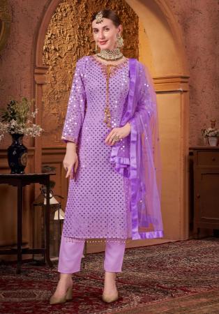 Picture of Georgette Medium Purple Readymade Salwar Kameez