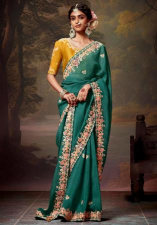 Picture of Shapely Organza Sea Green Saree