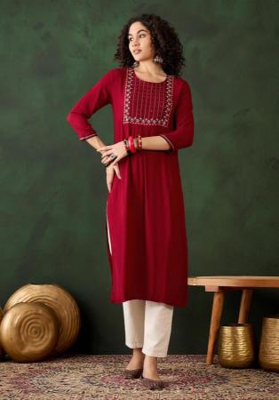 Picture of Taking Rayon Crimson Kurtis & Tunic