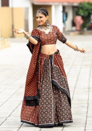 Picture of Graceful Cotton Maroon Lehenga Choli