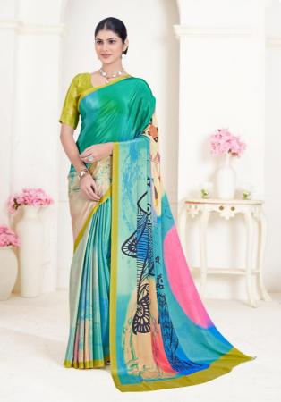 Picture of Elegant Crepe & Silk Light Steel Blue Saree