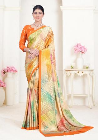 Picture of Fine Crepe & Silk Sandy Brown Saree