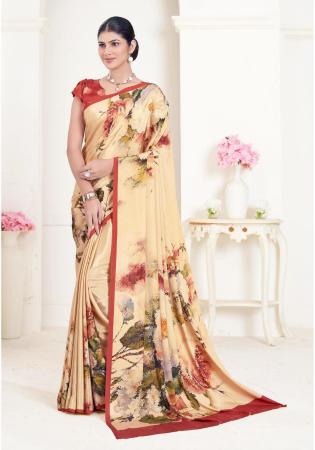 Picture of Amazing Crepe & Silk Wheat Saree