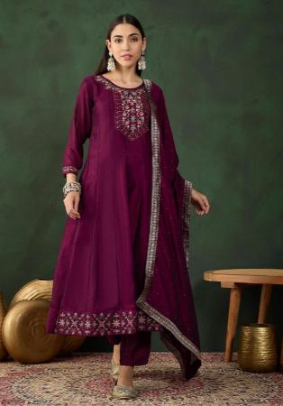 Picture of Beauteous Silk Maroon Readymade Salwar Kameez