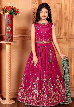 Picture of Well Formed Chiffon Light Pink Kids Lehenga Choli