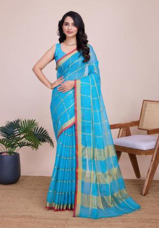 Picture of Sublime Chiffon Turquoise Saree