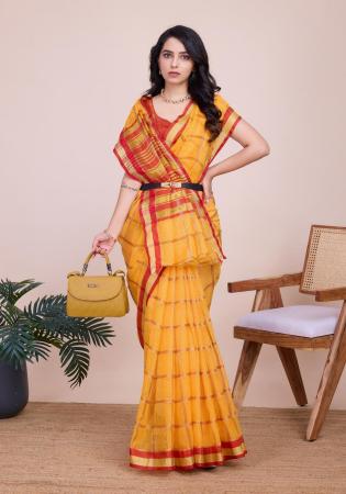 Picture of Ideal Chiffon Yellow Saree