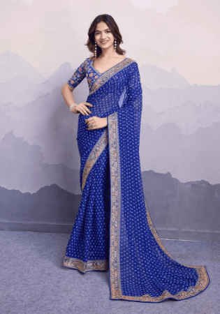 Picture of Nice Georgette Midnight Blue Saree