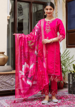 Picture of Shapely Silk Deep Pink Readymade Salwar Kameez