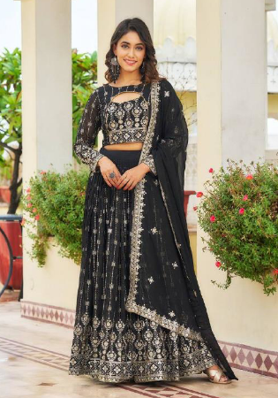 Picture of Comely Georgette Black Readymade Lehenga Choli