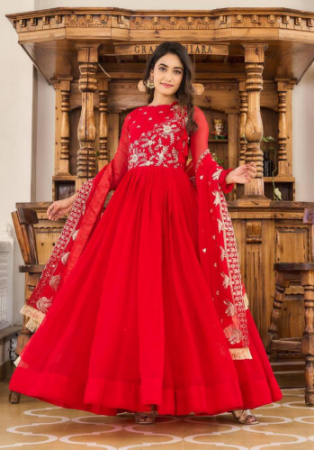 Picture of Splendid Georgette Red Readymade Gown