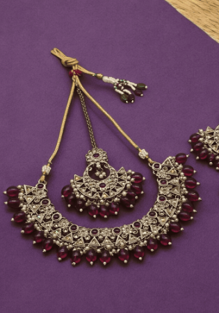 Picture of Taking Dark Magenta Necklace Set